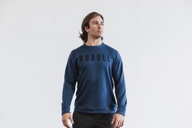 Nobull Crew Men's Sweatshirts Navy | Australia (GB9130)